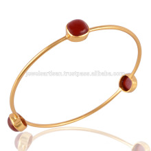 Red Onyx Gold Plated Fashion Bangle